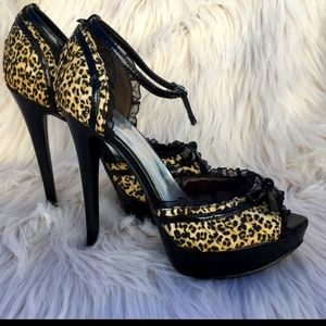 Leopard Stiletto Platform Heels
